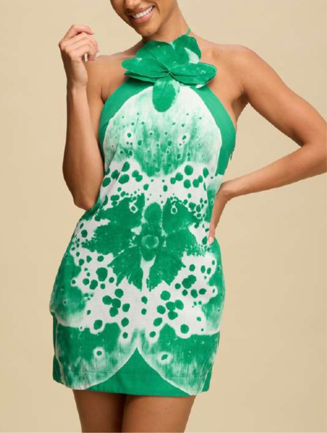 Elegant Floral Halter Mini Dress